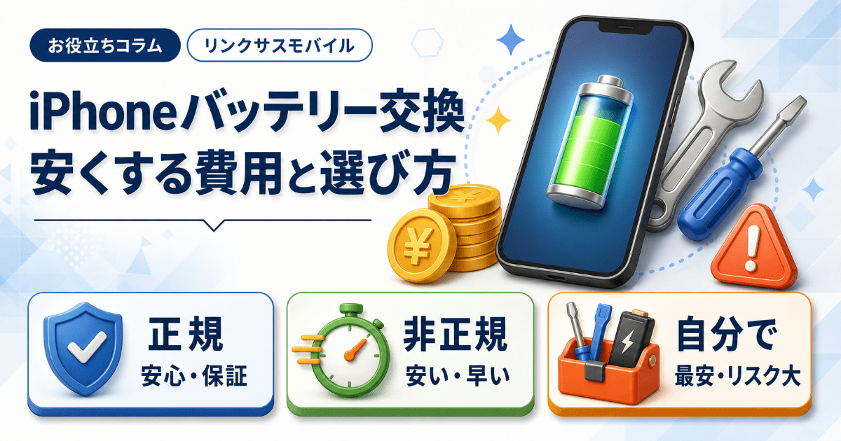 iPhoneバッテリー交換を安く｜正規・非正規・自分での費用と選び方