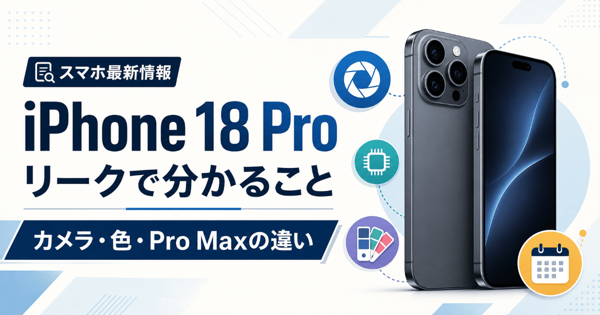 iPhone 18 Proのリーク｜カメラ・色とPro Maxの違い