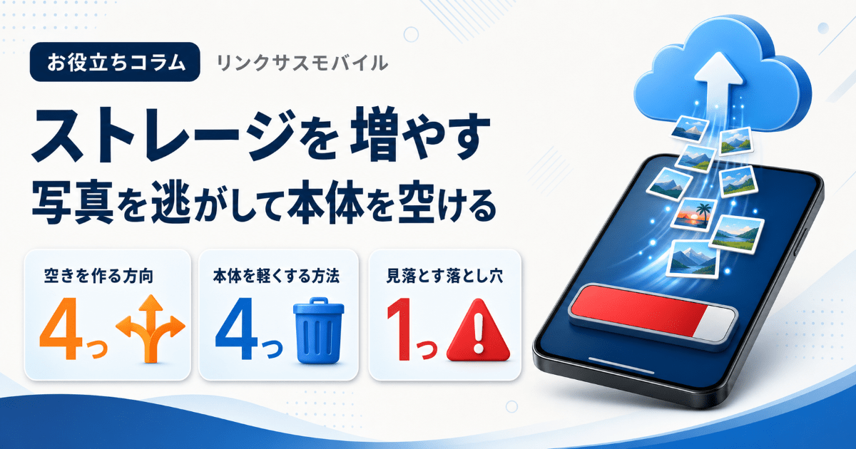 iPhoneストレージを増やす方法｜iCloudに写真を保存して空ける